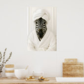 Poster Funny Zebra Bathroom Print, Zebra In Bathrobe (Cuisine)