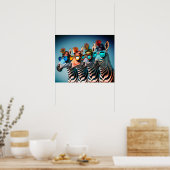 Poster Funny Zebras mignon Zoo Animaux Fête Casquettes Lu (Cuisine)