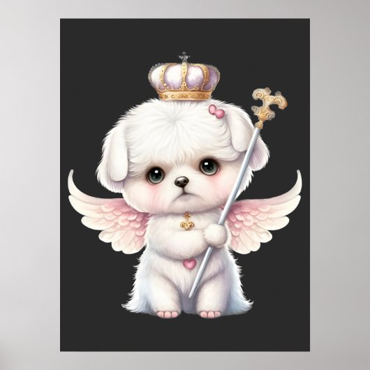 Poster Furry Joy : Angel Wing Maltese Chig Puppy Cadeau (Devant)