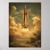 Poster Fusée de Cap Canaveral – Espace Rétro Milieu de Si (Devant)