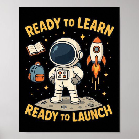 Poster Fusée de rentrée scolaire lancement espace apprend (Devant)