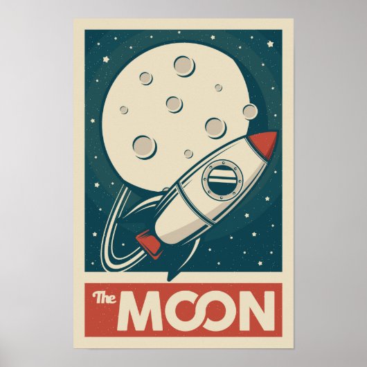 Poster Fusée Galaxy Rétro Lune (Devant)