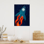 Poster Fusée spatiale mignonne et conception d'espace ext (Cuisine)