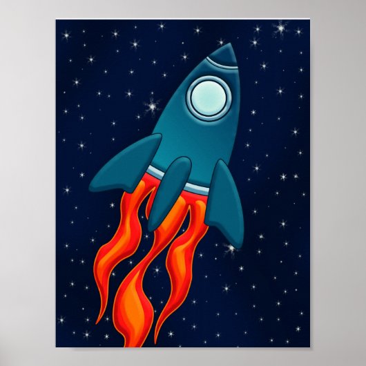 Poster Fusée spatiale mignonne et conception d'espace ext (Devant)