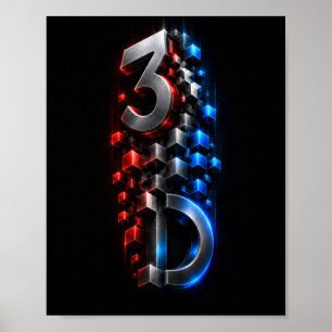 Poster Fusion 3D Vertical Conception d'affiche de cube