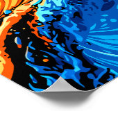 Poster Fusion Abstraite de Feu et d'Eau (Coin)