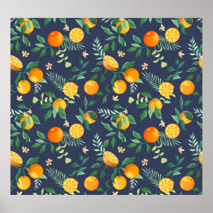 Poster Fusion d'agrumes : Oranges à l'air tropical