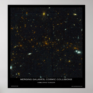 Poster Fusion de galaxies, Collisions cosmiques