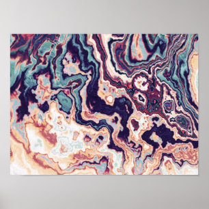 Poster Fusion de Géode Marbre Violet Turquoise
