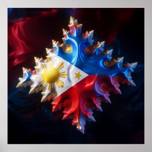 Poster Fusion Du Drapeau Philippin Et De Mandelbrot Fract (Devant)