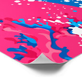 Poster Fusion dynamique de vagues roses, bleues et blanch (Coin)