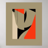 Poster Fusion géométrique dynamique - rouge, noir et beig (Devant)