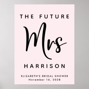 Poster Futur Madame Personnalisé Rose pour Enterrement de