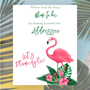 Poster Futur maman d'un bébé flamant rose destinataire de