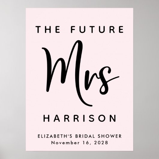 Poster Futur Mme Shower personnalisé rose (Devant)