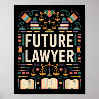 Poster Future Avocate Diplôme d'école Enfants Jeune Femme