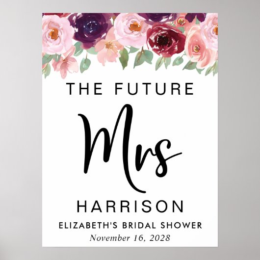 Poster Future Mme Bourgogne Fleurs Personnalisées pour la (Devant)