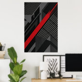 Poster Futuriste Abstrait Rouge Noir (Bureau à domicile)