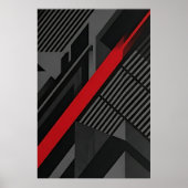 Poster Futuriste Abstrait Rouge Noir (Devant)