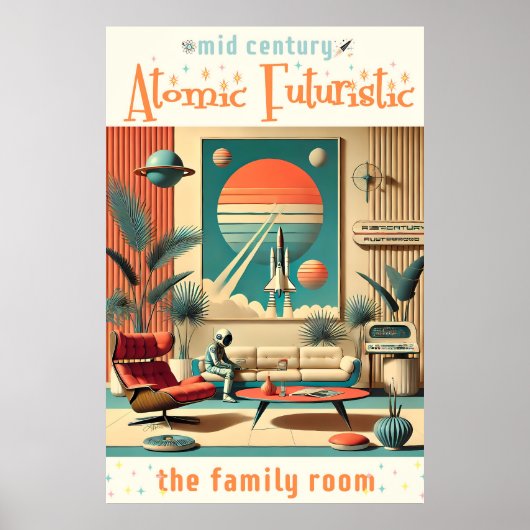 Poster Futuriste atomique Floride Espace Age Chambre Fami (Devant)