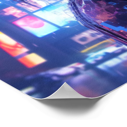 Poster Futuriste Cyberpunk Glity Hologrammes | N (Coin)