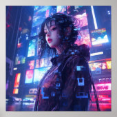 Poster Futuriste Cyberpunk Glity Hologrammes | N (Devant)