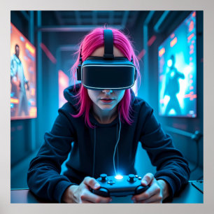 Poster "Futuristic Cyber Gamer avec AR Visor AI