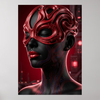 Poster Futuristic Cybernetic Woman Portrait