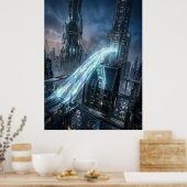 Poster Futuristic Energy Bridge City Art (Cuisine)
