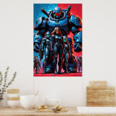 Poster Futuristic soldiers and armored robot in a science (Cuisine)