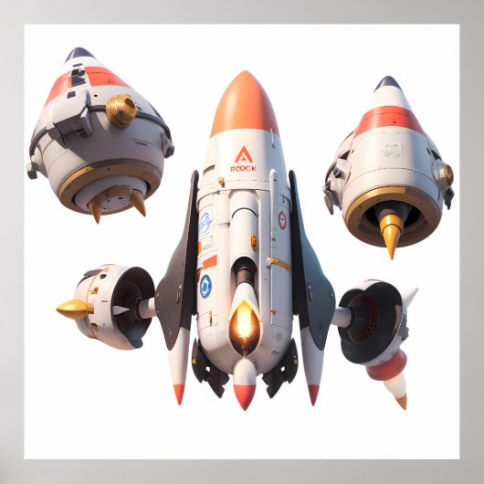 Poster Futuristic Spacecraft Design Detachable Modules (Devant)