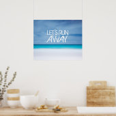 Poster Fuyons la citation inspirante de l'océan de plage (Cuisine)