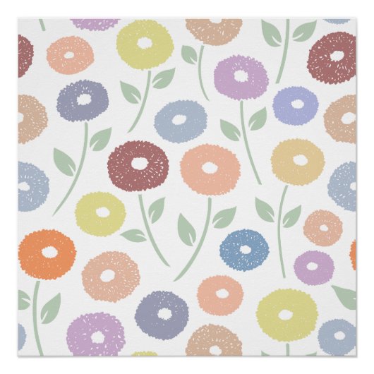 Poster Fuzzy Flower Lg Pattern Pastels (Devant)