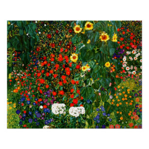 Poster G. Klimt - Jardin de ferme avec tournesols