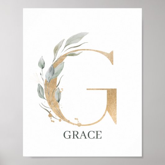 Poster G Monogramme Floral Personnalisé (Devant)