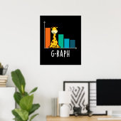 Poster G-raph Funny Giraffe Graph Pun Graph Dark BG (Bureau à domicile)