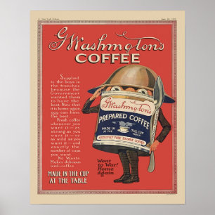 Poster G Washington instantanée café WW1 Vintage patrioti