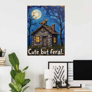 Poster Gabled Guardian : Raccoon sur le toit