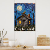 Poster Gabled Guardian : Raccoon sur le toit (Cuisine)