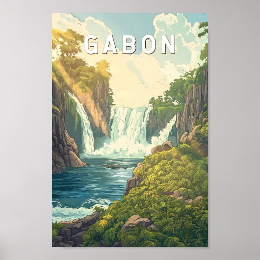 Poster Gabon Illustration Voyage Art Vintage (Devant)