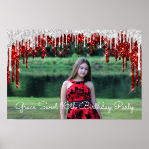 Poster Gace Sweet 16th Photo Gold Silver Drips