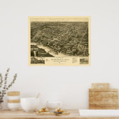 Poster Gadsden, AL Carte panoramique - 1887 (Cuisine)