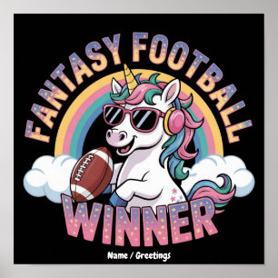 Poster Gagnant de Football Fantastique Licorne Drôle Styl