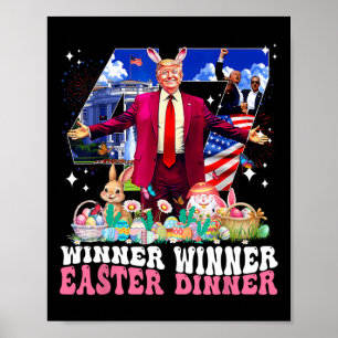 Poster Gagnant Dîner de Pâques Trump Lapin Chasse Œufs Jo