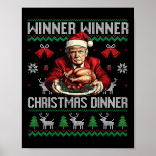 Poster Gagnant Gagnant Dîner de Noël Père Noël Trump Pull