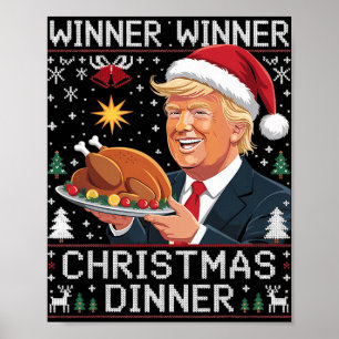 Poster Gagnant Gagnant Dîner de Noël Santa Trump Pull Ugl