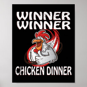 Poster Gagnant Loser Vidéo Jeu Dîner de poulet Joueur