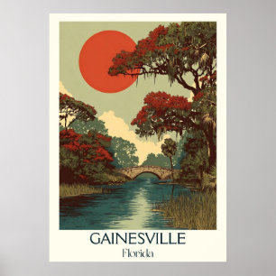 Poster Gainesville Floride Vintage Nature Travel Art