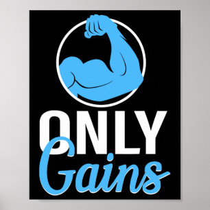 Poster Gains Seulement Gains Gym Entraînement Bodybuildin