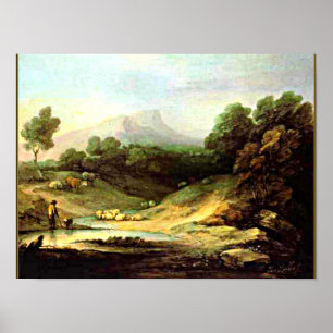 Poster Gainsborough - Paysage de montagne avec berger